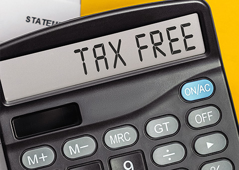 A calculator saying tax free on it.